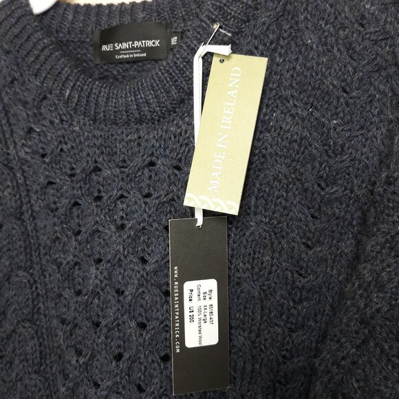 NWT Rue St-Patrick Worsted Wool Aran Cable Knit Sweater XXL Fisherman Nautical - Picture 6 of 8